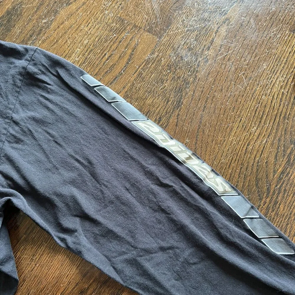Vintage Y2K Adidas Spell Out Long Sleeve T-Shirt Black Gray Streetwear XL